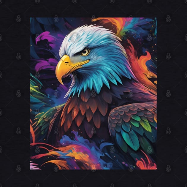 Multi Coloured Bald Eagle Hunting by Rossie Designs